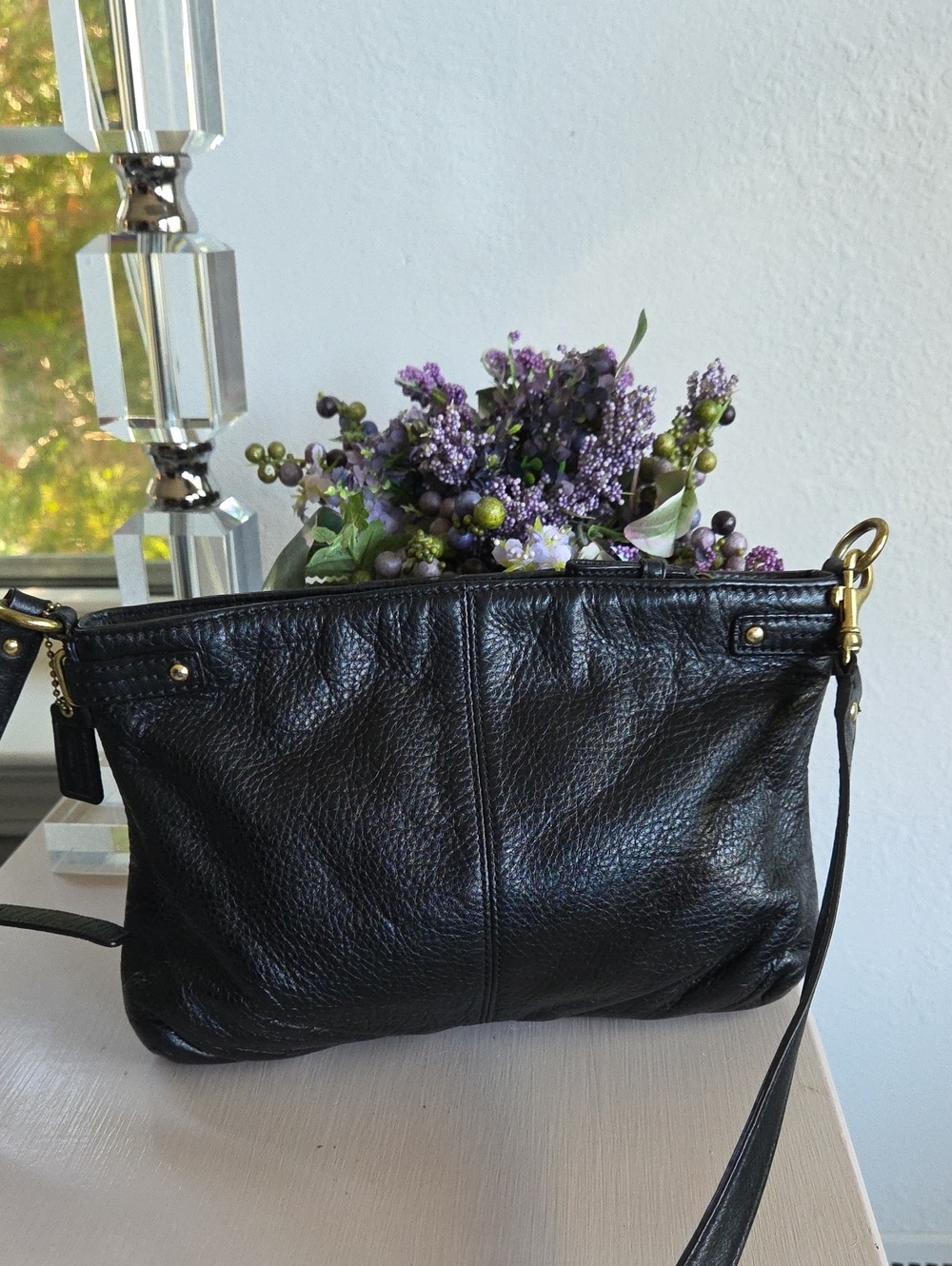 Coach Black Leather Crossbody Bag with Gold Hardware - Picture 5 of 10